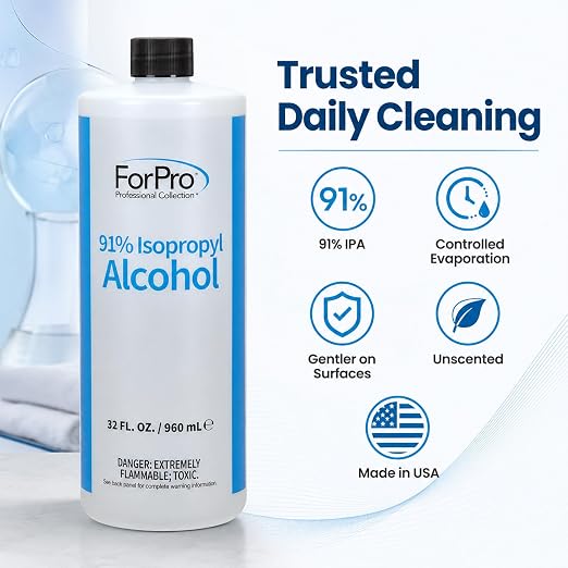 ForPro 91% Isopropyl Alcohol (IPA), 1 Gallon, 32 Fl Oz (Pack of 4) – Pure & Unadulterated Concentrated Alcohol