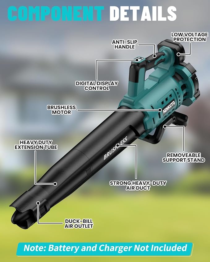 Cordless Leaf Blower for Makita 18V Battery, 480 CFM / 130 MPH Brushless Dust Blower, 6-Speed Control with Digital Display, Handheld Electric Blower for Rain Snow Removal, Lawn, Yard (No Battery)