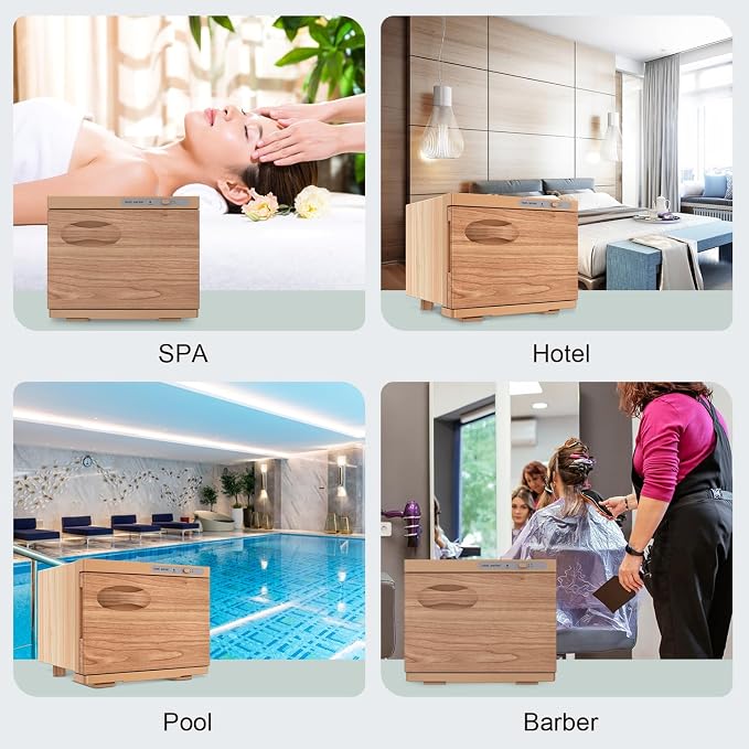 Towel Warmer Cabinet, 8L Hot Spa Small Towel Warmer Heating Use for Facial Spa, Hair Beauty, Salon Equipment and Home - Wood-like