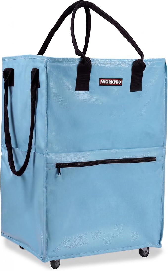 WORKPRO Large Rolling Grocery Bag, 36-Gallon Tote with 5 Wheels, 110 lbs Capacity, Dual Carry, Wide Zipper & Extra Storage for Shopping, Laundry & Moving