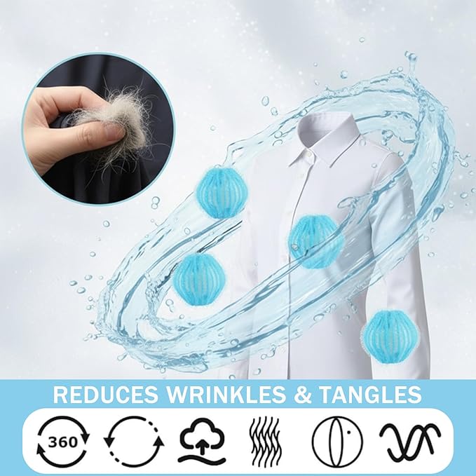 48 Pack Pet Hair Remover for Laundry, Pet Lint Balls for Dryer, Reusable Hair Catcher for Washing Machine, Dryer Balls for Pet Hair Removal, Clean Clothes and Fabric (Blue)