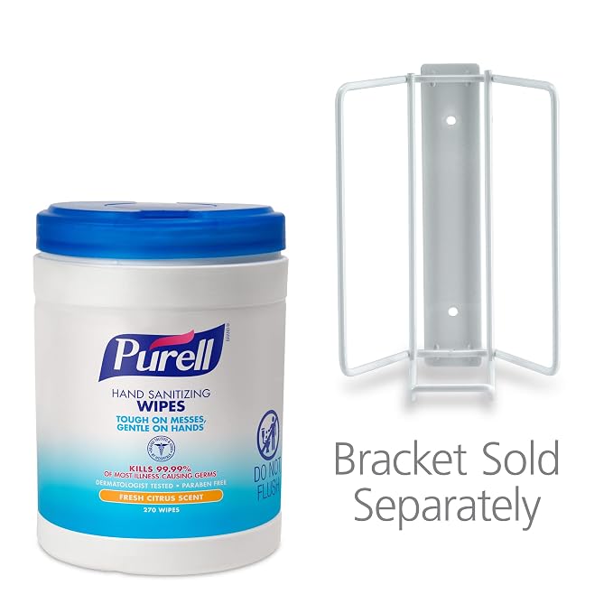 PURELL Hand Sanitizing Wipes, Fresh Citrus Scent, 270 Count Alcohol-free formula Sanitizing Wipes in Eco-Fit Canister (Case of 6) - 9113-06