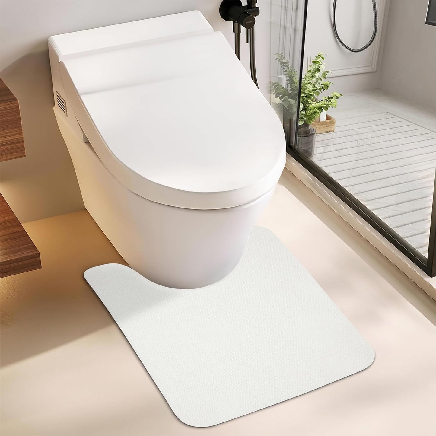 Toilet Rugs U Shaped Bathroom Rug,Machine Washable Non Slip Quick Dry Super Absorbent Ultra Thin Toilet Mats for Bathroom Toilet.White,1'8"x2'(20x24inch)