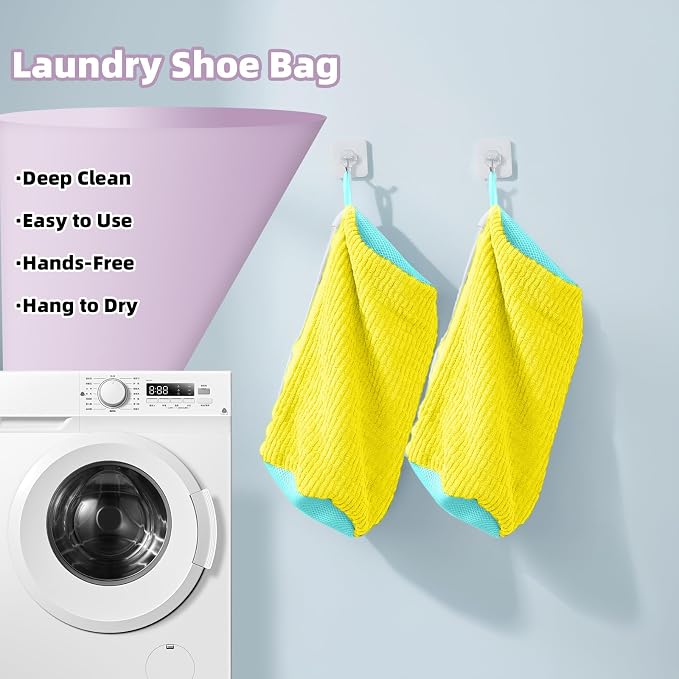 Shoe Washing Machine Bag Shoe Laundry Bags for Sneakers Reusable 2pc Shoes Cleaning Bags 360° Deep Clean for All Shoes Types With Invisible Zipper