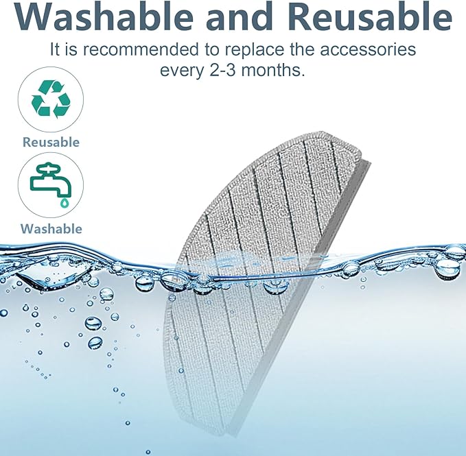 Accessories for ECOVACS DEEBOT T10 Plus, N20 Plus, for Yeedi C12 Pro Plus Robot Vacuum Cleaner, N20 Plus Replacement 8 Pcs Washable Microfiber Mop Pads and 2 Pcs Disposable Mop Pads