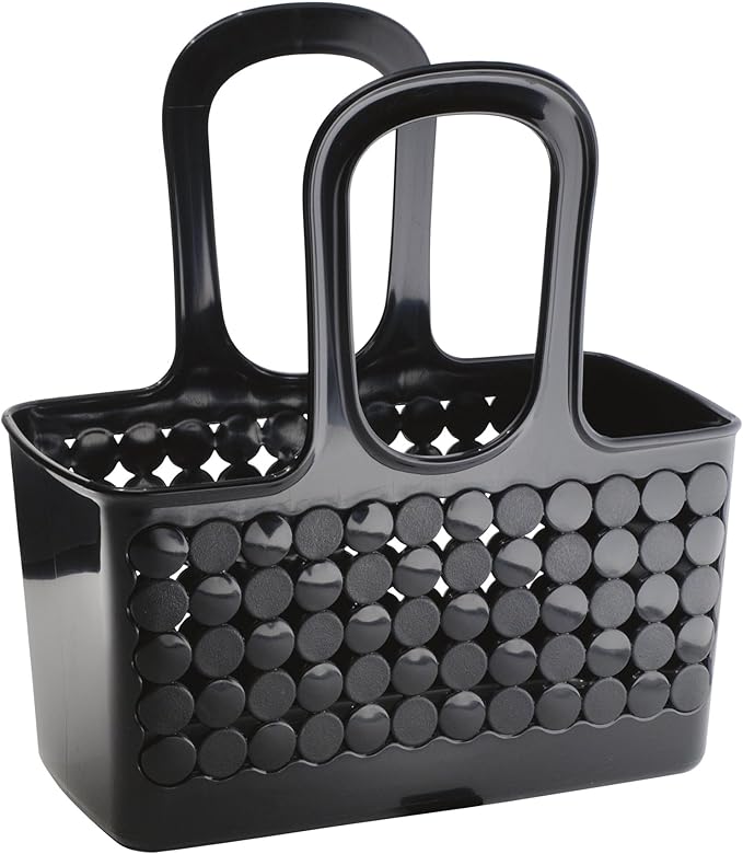 iDesign Portable Shower Tote Caddy for College Dorm or Bathroom, Set of 3, Black, Made in USA