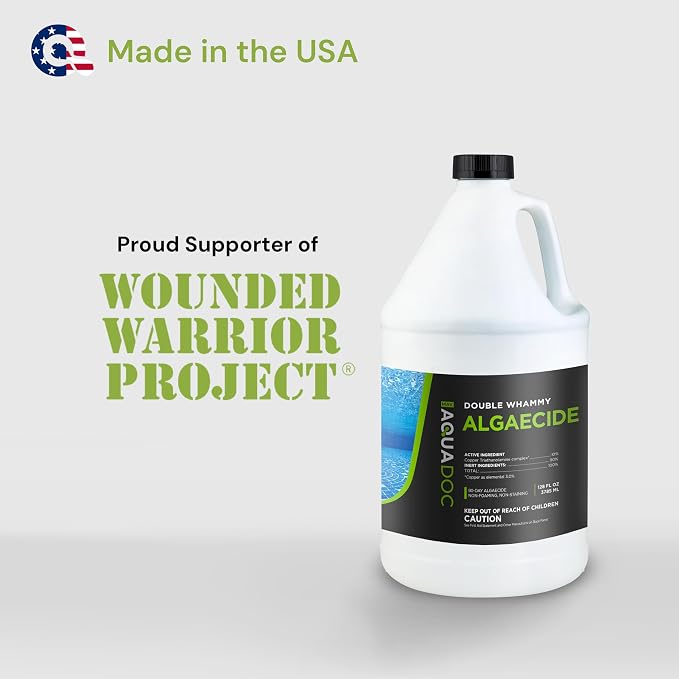 AquaDoc Copper Pool Algaecide for Swimming Pools - 128 oz - 90 Day Algaecide for Inground & Above Ground Pools - Non-Foaming, Non-Staining Formula, Reduces Chlorine Demand