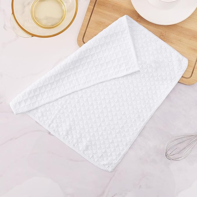 Homaxy Microfiber Waffle Weave Kitchen Towels Set, 16 x 28 Inch and 12 X 12 Inch Ultra Absorbent and Solid Color Dish Towels, 8 Pack, Beige/White/Pink/Grass Green