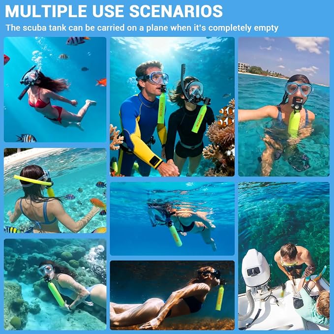 SMACO Mini Scuba Tank 0.5L Portable Reusable Diving Tank Emergency Diving Cylinder for Snorkeling, Freediving, Boat Cleaning & Air Backup Lightweight & Compact Design Pony Bottle S300