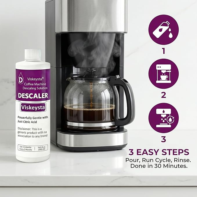 Descaling Solution for OXO Coffee Makers, 16.9 fl oz (500ml) Descaler Liquid, 4 Uses, Citric Acid Formula