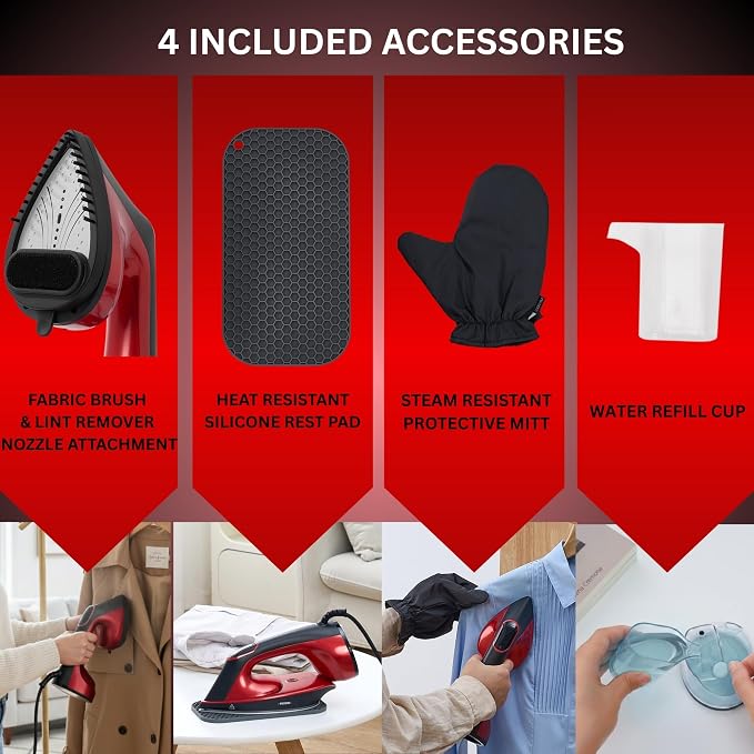 True & Tidy DuoPress XL 2-in-1 Clothes Steamer & Iron, 1600W Powerful Turbo Steam, Large Ceramic Plate, Smart Temperature Control, 3 Steam Modes