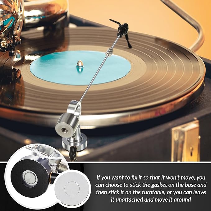 Tellegloww 2 Set Adjustable Anti-static Cleaning Arm and Carbon Fiber Cleaning Brush for Vinyl Record, Universal Fit Turntable LP Accessories Automagically Removes Dust and Static As LP Plays