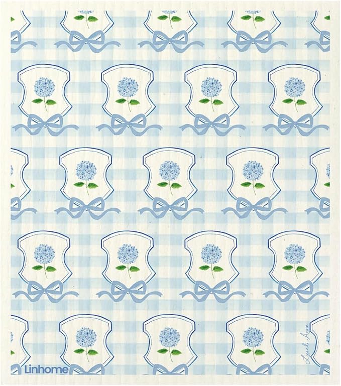 Garden Collection Hydrangea Swedish Dishcloth, Reusable Paper Towel, Super Absorbent Cellulose Sponge, Kitchen Cleaning Cloth, Washable & Compostable (Hydrangea Crest - 1 Pack)