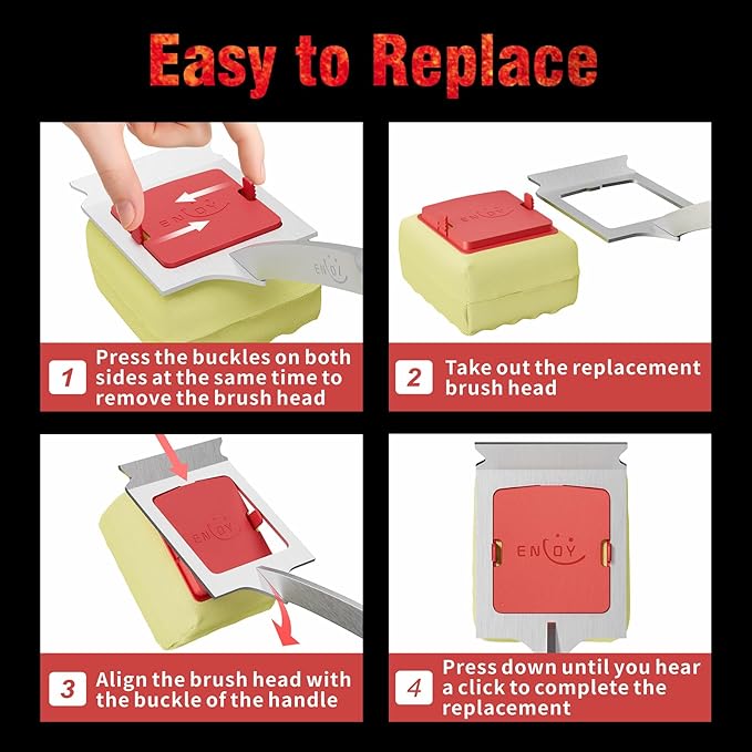 ENLOY Grill Brush Bristle Free Replacement Head, Grill Replaceable Cleaning Head, Safe Barbecue Steam Grill Brush Head for Stainless Steel Grills, Gas, Cast Iron, Charcoal, Ceramic and more(No Handle)