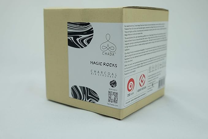 Chada Magic Rocks : Charcoal Air Deodorizer, No Chemicals, Activated Charcoal, Natural Room Odor Eliminator, Neutralizer, Absorb Smoke Smell, 420 g, set of 4 rocks