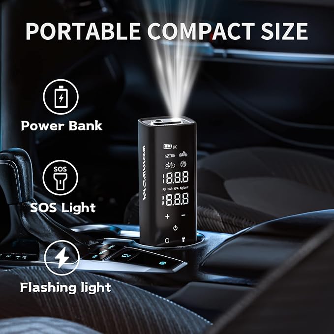 Tire lnflator Portable Air Compressor, 150PSI Cordless & 4X Faster Inflation, 12000 mAh Air Pump, 7.4" Touch Full Screen, Tire Pump with Tire Gauge Pressure for Car/Motorcycle/Bike, Dual-Use Type
