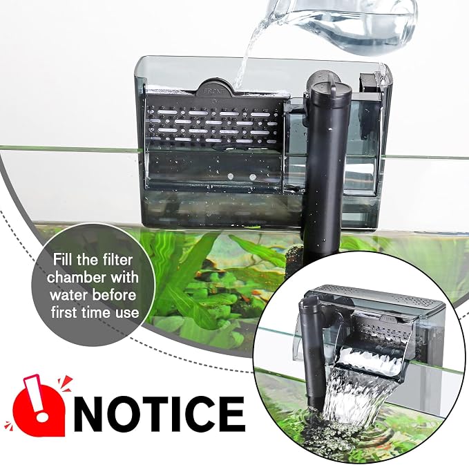 hygger Aquarium HOB Filter 210 GPH for 15-40 Gallon Fish Tank Power Filter with Adjustable Water Flow Extendable Intake Tube External Hang-On Back Filter