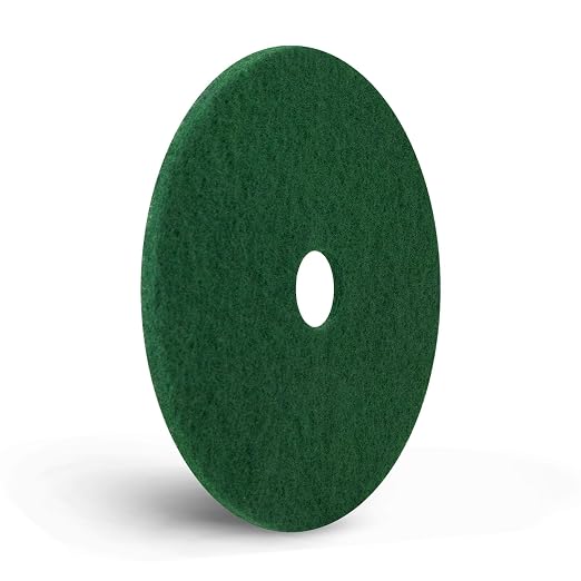 Americo Green Scrub Floor Pad, 19" Diameter, 3.25" Center Hole, 5 Pads/Case, Cleaning Pad for Hard Surfaces, Made of 100% Recycled Content, USA Made