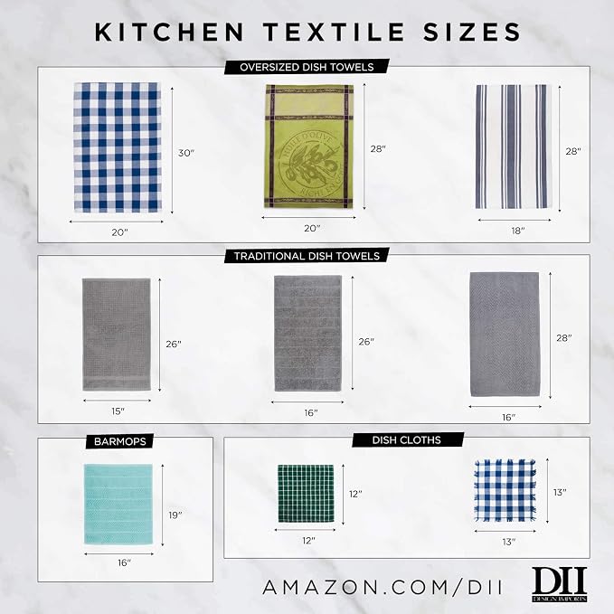 DII Everyday Basic Collection Woven Dishtowel Set, 20x28, Taupe, 8 Piece