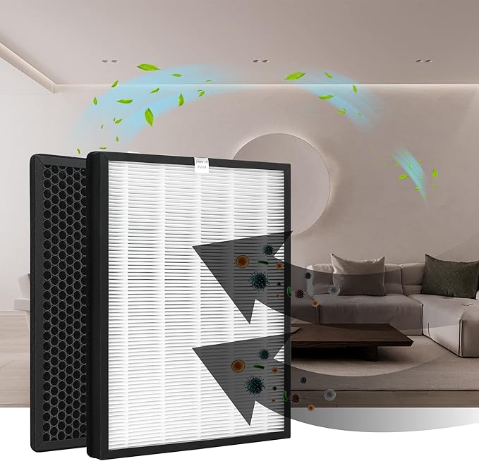 4 Sets True HEPA Replacement Filters for Alexapure Breeze AP-B102 and 3049 Air Cleaner Purifier, 4 HEPA Filters and 4 Activated Carbon Filters