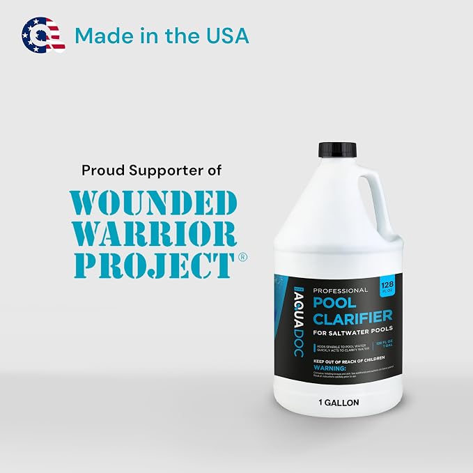 AquaDoc Pool Clarifier for Saltwater Pools - 128 oz - Swimming Pool Water Clarifier for Inground and Above Ground Pools to Help Improve Clarity and Filtration - Made in USA