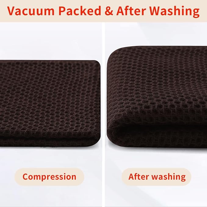 Homaxy 100% Cotton Waffle Weave Kitchen Dish Cloths, Ultra Soft Absorbent Quick Drying Dish Towels, 12 x 12 Inches, 18-Pack, Dark Brown