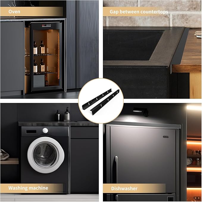 Stove Gap Covers 316 Stainless Steel,Stove Gap Filler,Heat-Resistant Oven Side Gap Filler,Between Stove and Counter Slide In Range Trim Kit for Kitchen,2 Pack (23.2β Matte Black)
