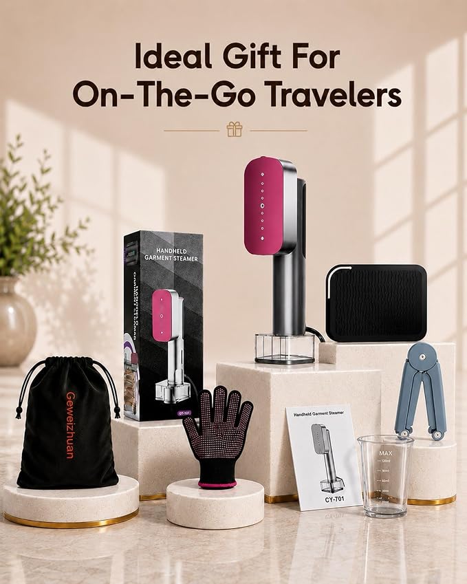 Travel Steamer for Clothes, 100-240V Dual Voltage Portable Steamer & Iron 2-in-1, 1200W Powerful Steam with 10s Fast Heat-Up, 6 Modes LED Display, 220ml Removable Tank for Europe & Worldwide Travel
