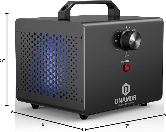 ONAMOR Ozone Generator 77000mg, Ozone Machine Ionizer O3 Deodorizer for Home, Basement, Smoke, and Pet Room (Eliminating Odors Area up to 4000 Square Feet, All Metallic Black)