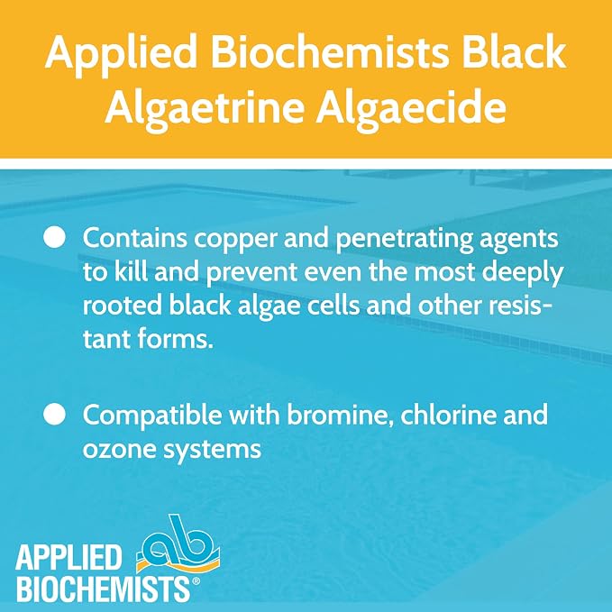 Applied Biochemists 406303A Black Algaetrine Swimming Pool Algaecide & Deposit Control, 32 fl oz, White