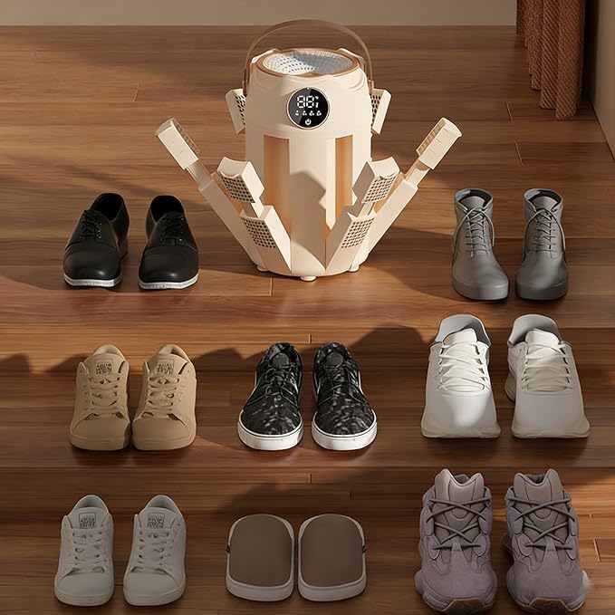 6-Arm Boot and Glove Dryer Family Size – Forced Air Boot Dryer with Heat Blower & Timer. Foldable Ski Boot Dryer, Warmer & Hockey Equipment Dryer for Shoes, Ski Gloves, Hats – Adjustable Rack(White)