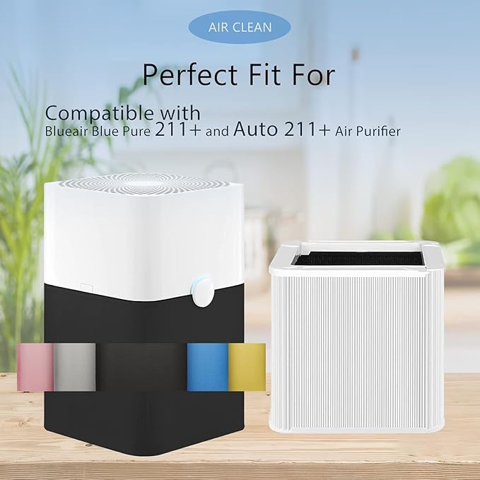 211+ Auto Replacement Filter Compatible with Blueair Blue Pure 211+ Auto Air Cleaner Purifier, Foldable Particle and Activated Carbon Replacement Filter, 3 Pack