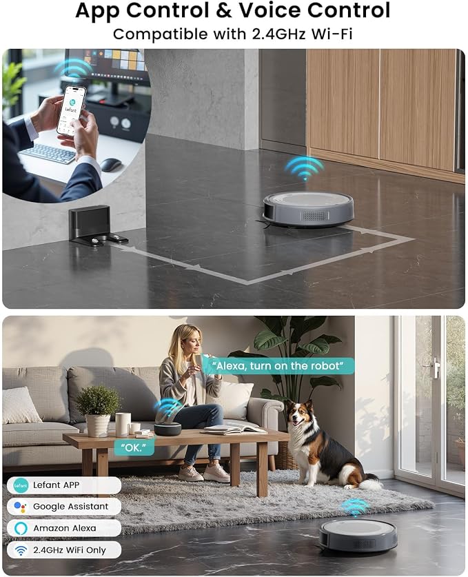 Lefant M310 Ultra Robot Vacuum and Mop, 6000Pa Suction-Slim Robotic Cleaner, Accurate Obstacle Avoidance, WiFi/App/Alexa Control, 170min Runtime, with ToF LiDAR Navigation for Pet Hair and Home
