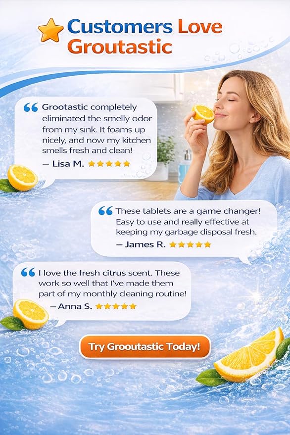 Garbage Disposal Cleaner Tablets – 24 Pack Foaming Sink Deodorizer & Drain Cleaner, Fresh Citrus Scent, Kitchen Disposal Cleaning Pods, 1 Year Supply