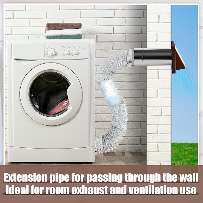 Gisafai 4" Dryer Vent Cover Outside with Stainless Steel Screen Wall Dryer Exhaust Cap and Removable Extended Pipe Vent Shroud Hood Cushioned Non Return Flap with Sealing Gasket Grille (Brown)