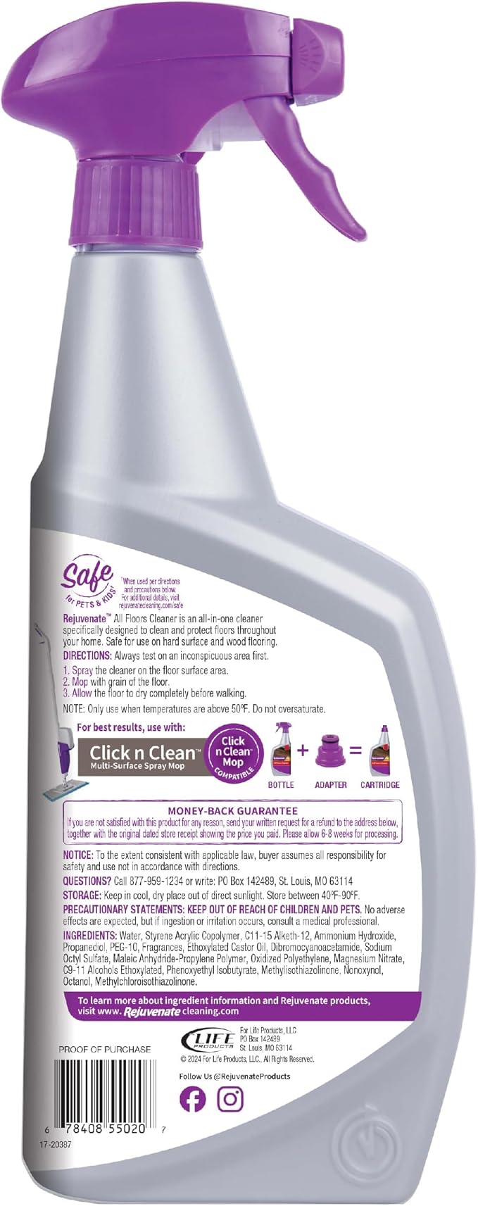 Rejuvenate All Floors Cleaner, 32 Ounces, Breaks Down Dirt and Grime, Cleans and Protects Floors Throughout Your Home, Including Sealed Hardwood, Tile, Vinyl, Laminate and More