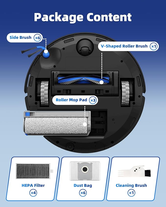 T80 Omni Replacement Parts Compatible with ECOVACS DEEBOT T80 OMNI/Yeedi M14 Plus Robot Vacuum - 21 Pcs T80 Omni Accessories Kit:1 Main Brush, 3 Roller Mops, 4 Filters, 6 Dust Bags(No for T80S OMNI)