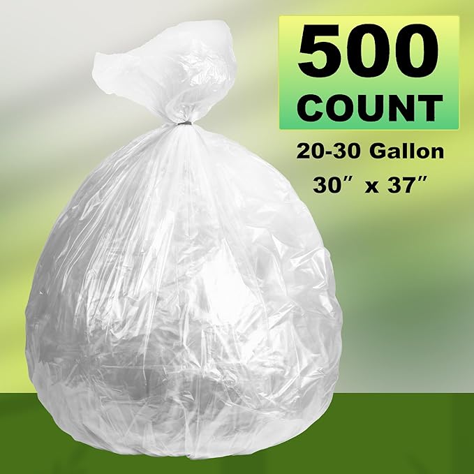 Trash Can Liner - Wholesale 500 Count Garbage Bags on Perforated Roll 20-30 Gallon Multipurpose for Office Bathrooms Business Home Commercial and Industrial Needs