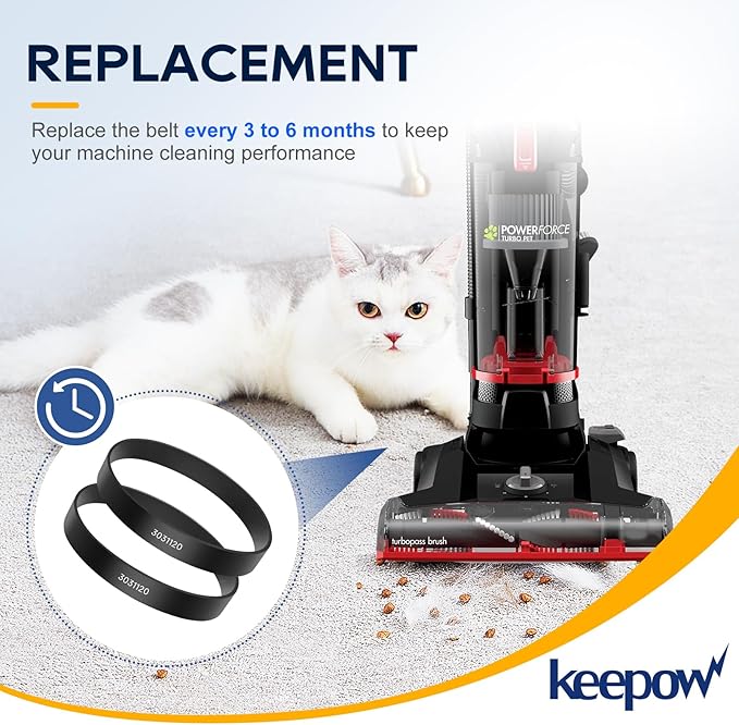 KEEPOW Vacuum Belt and Filter Compatible with Bissell CleanView Rewind Upright Bagless Vacuum Models 3534,3313,3533,3536,3333,3335,3675,3676 Series,4+4 Pack