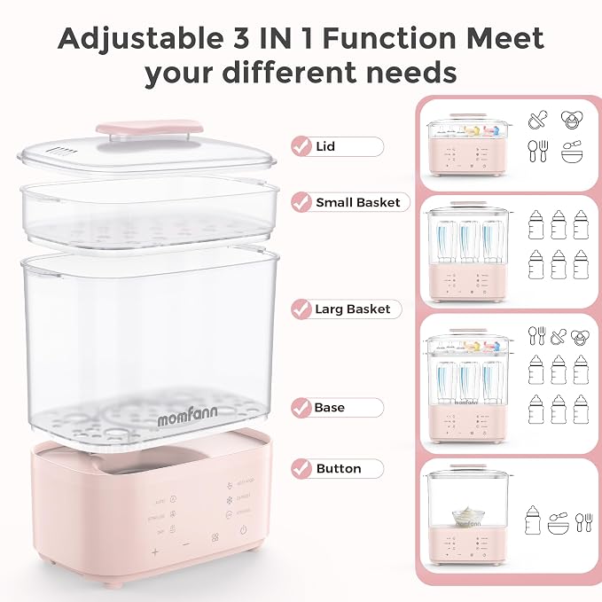 Bottle Sterilizer and Dryer, Compact Electric Steam Baby Bottle Sterilizer丨Esterilizador de Biberones for Baby Bottles, Pacifiers, and Pump Parts, Large Capacity