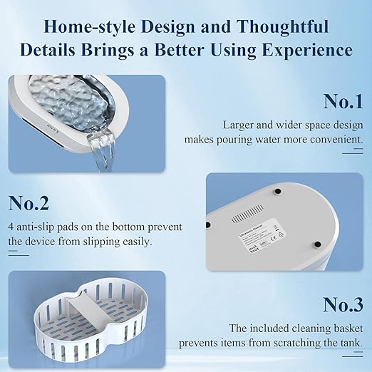 Minthouz Ultrasonic Jewelry Cleaner Machine 48KHz Ultra Sonic Cleaner for Jewelry, Eyeglass,Rings,Watch Band,Dentures, with 5 Cleaning Modes, 500ML 304 Stainless Steel Tank,Gift for Wife,Mom,Daughter
