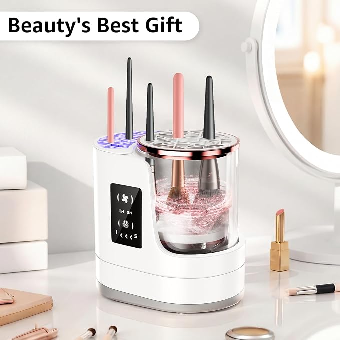 3-in-1 Electric Makeup Brush Cleaner & Dryer, Automatic Brush Cleaner Machine with Deep Cleaning & Adjustable Drying, USB-Powered for All Size Makeup Brushes, Blush Brushes & Sponges