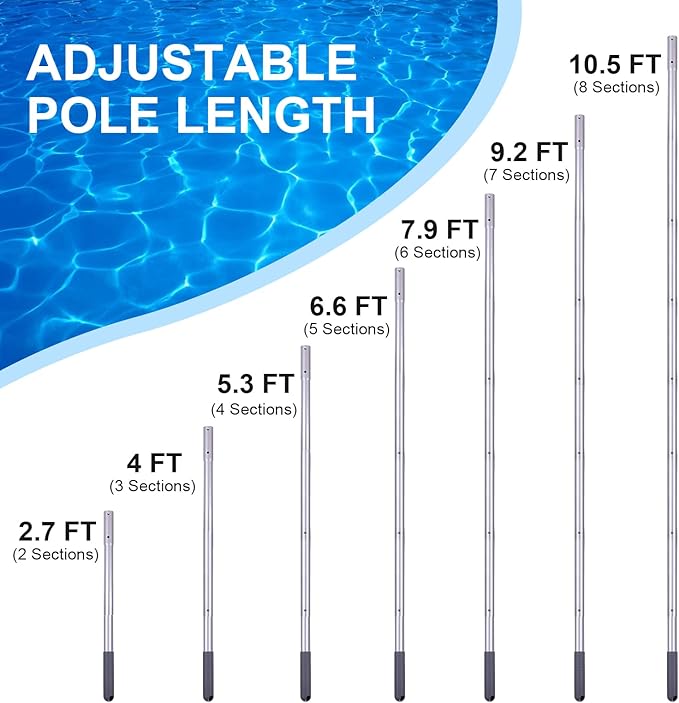 Sepetrel Pool Rake,Skimmer,Wall Brush & 10.5 Foot Pole