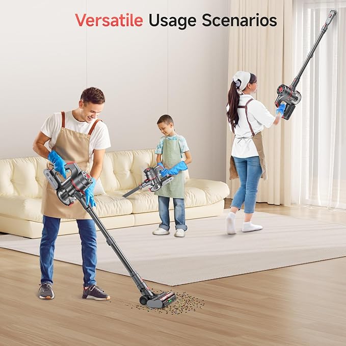 Cordless Vacuum Cleaners for Home, 60KPA 580W Dual Motor, 60 Mins Runtime, Power Detect & HEPA Filter, Touchscreen Display, Self-Standing for Pet Hair/Carpet/Car/Tile/Hardwood Floor