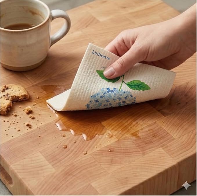 Garden Collection Hydrangea Swedish Dishcloth, Reusable Paper Towel, Super Absorbent Cellulose Sponge, Kitchen Cleaning Cloth, Washable & Compostable (Hydrangea Harmony - 1 Pack)
