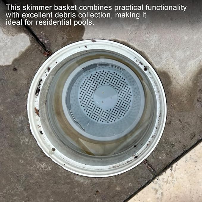 8" Pool Skimmer Basket for Inground Pool Compatible with Pentair U-3 Skimmer Basket 08650-0007 and Hayward SP1070 Pool Basket Stainless Steel Handle Rubber Grip & Built in Weighting White 2 Pack