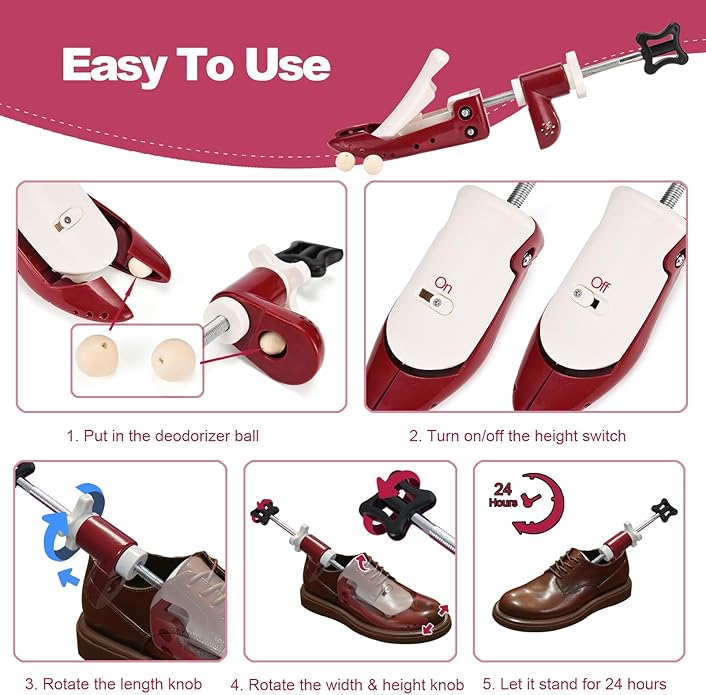 Shoe Stretcher for Men Women, 6-Way Adjustable Length Width & High Shoe Trees for Wide Feet Toe Box Thick Instep