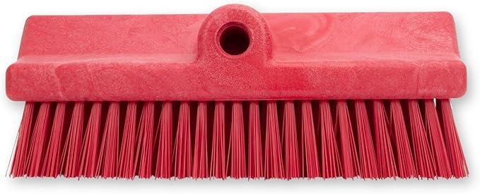 SPARTA 40423EC05 Plastic Floor Scrub Brush, Wall Brush, Equipment Brush With Nonabsorbent Bristles For Industrial Kitchens, Hospitals, Commercial Cleaning, 10 Inches, Red, (Pack of 2)