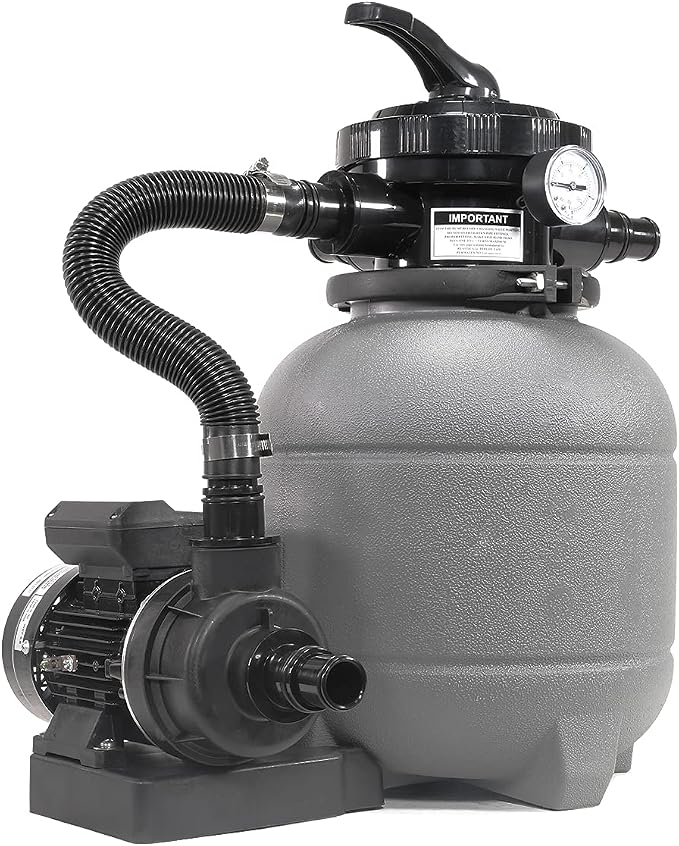 XtremepowerUS 12" Sand Filter Pump for Above Ground Swimming Pools 2,400GPH Flow 7-Way Valve for Pools Up to 10,000GAL Pool Fitting Adapter (Include Filter Media)