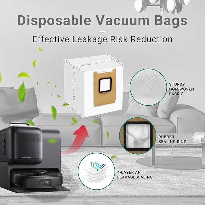 Replacement Parts Kit Compatible with Eufy Omni E25 / E28, Vacuum Cleaner Accessories Includes:1 Mop Roller Brush,1 Set Main Brush,4-Side Brush,3-Filter,4-Disposal Dust Bags